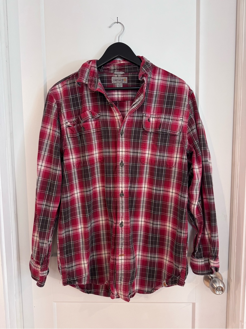 Carhartt Men’s Red Plaid Button Up Long Sleeve Shirt